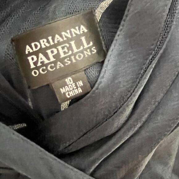 Adrianna Papell Cap Sleeve Maxi Dress Gown 10 Navy Formal Mother Of The Bride - Picture 7 of 11